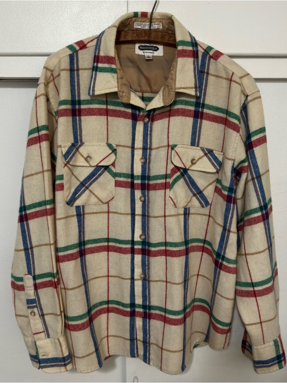 Vintage Shelter Bay by Arrow Wool Blend Plaid Flannel Shirt Men’s XL Button Down